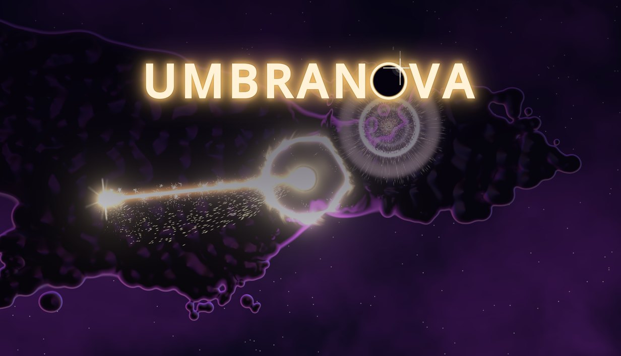 Umbranova logo over a star burning back the purple tide